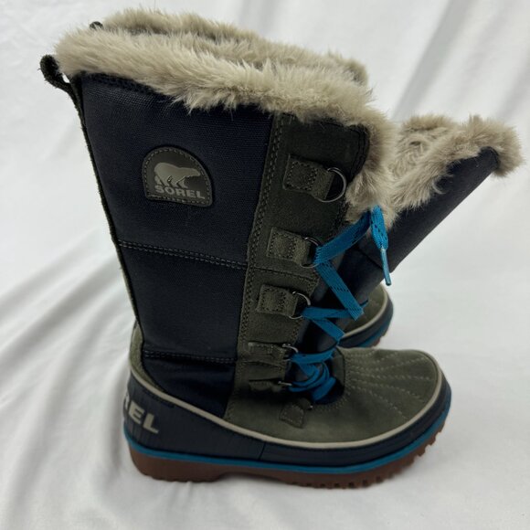 SOREL Joan Of Arctic Women’s Green Leather Winter Boots Size 7 - Picture 5 of 7